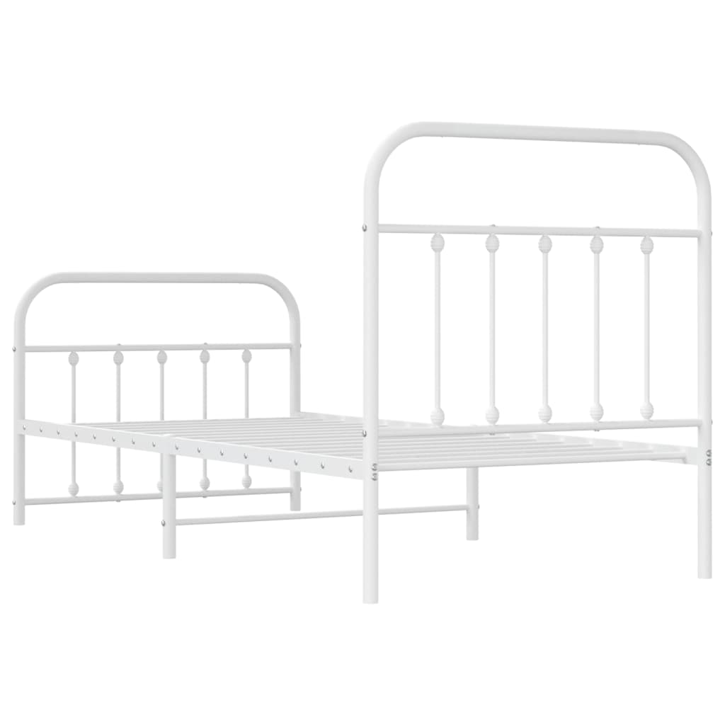 Sengeramme i metall med hode- og fotgavl hvit 90x200 cm