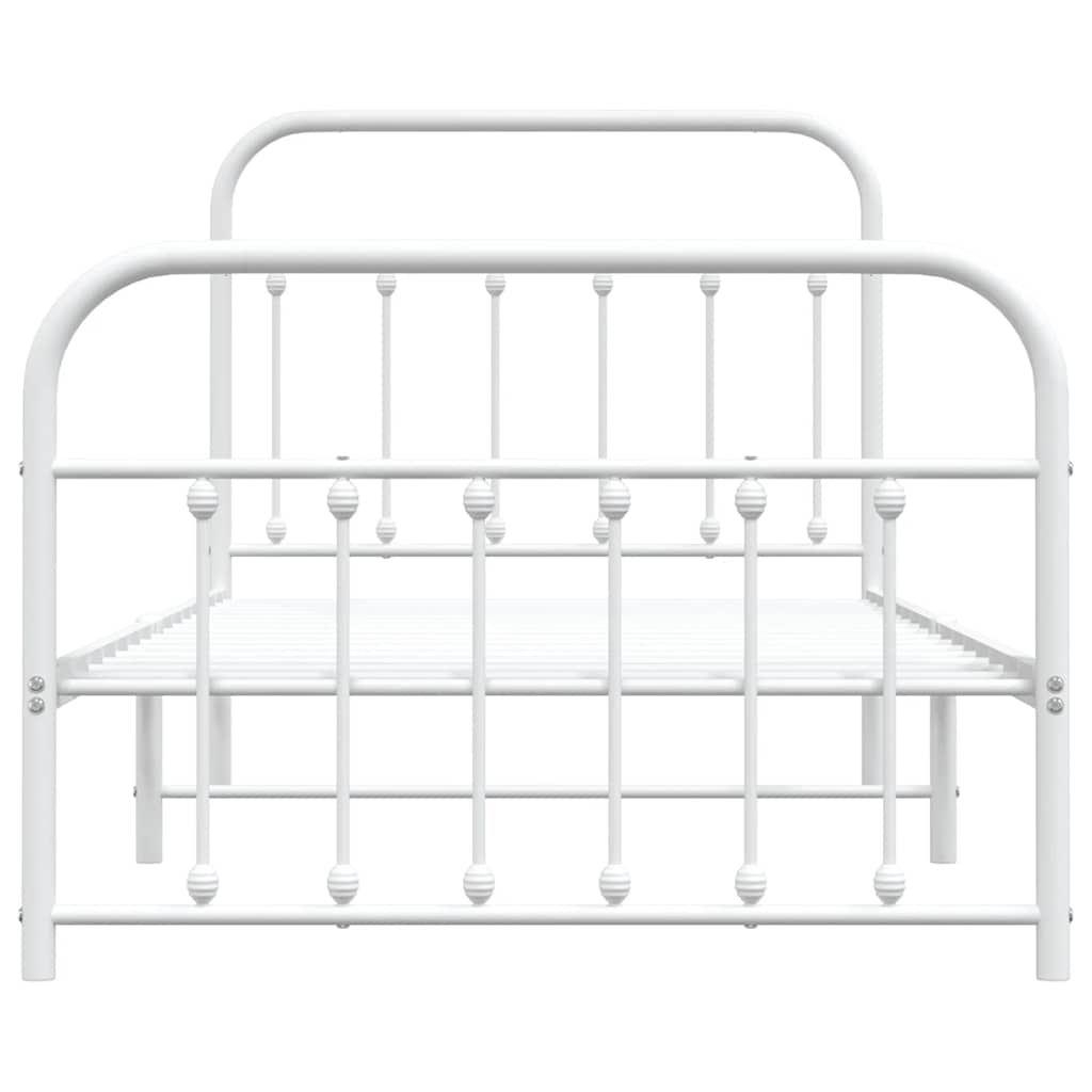 Sengeramme i metall med hode- og fotgavl hvit 100x190 cm