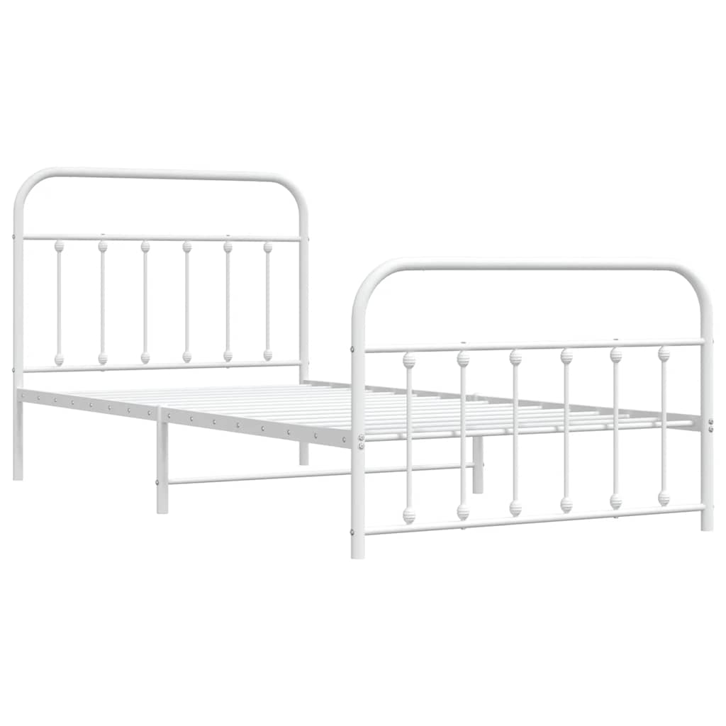 Sengeramme i metall med hode- og fotgavl hvit 100x200 cm