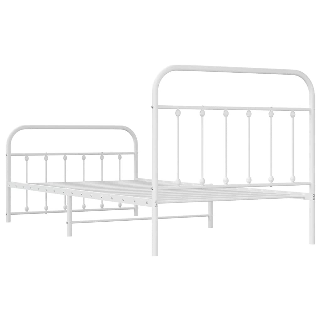 Sengeramme i metall med hode- og fotgavl hvit 100x200 cm
