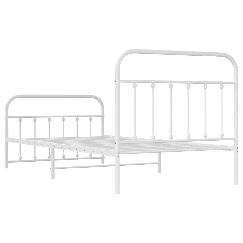 Sengeramme i metall med hode- og fotgavl hvit 107x203 cm
