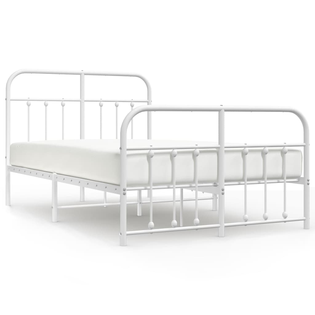 Sengeramme i metall med hode- og fotgavl hvit 120x190 cm