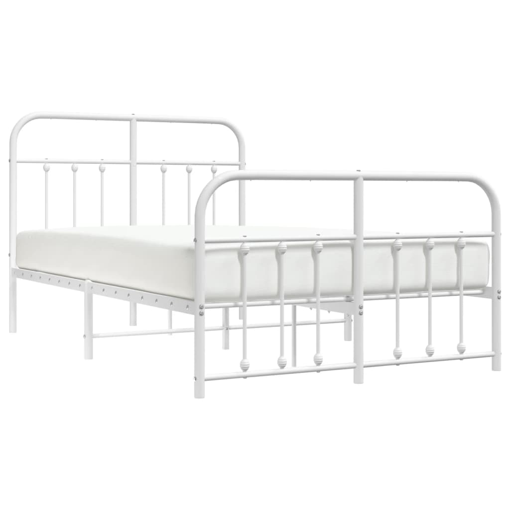 Sengeramme i metall med hode- og fotgavl hvit 120x190 cm