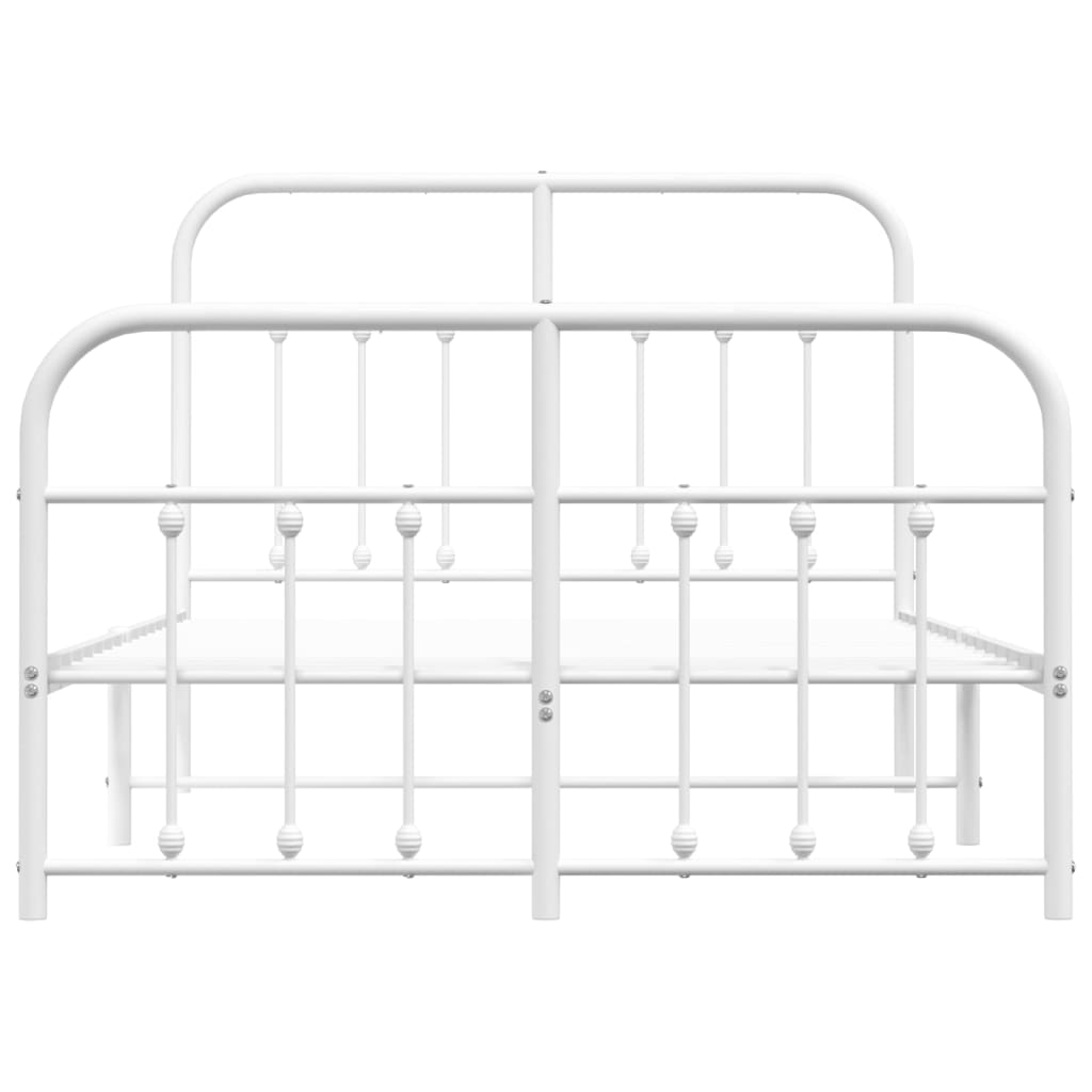 Sengeramme i metall med hode- og fotgavl hvit 120x190 cm