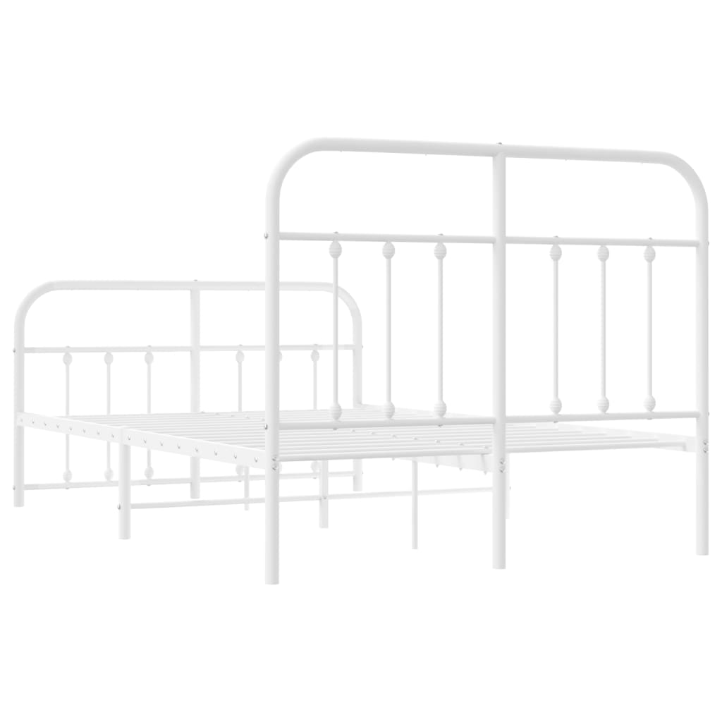 Sengeramme i metall med hode- og fotgavl hvit 120x190 cm