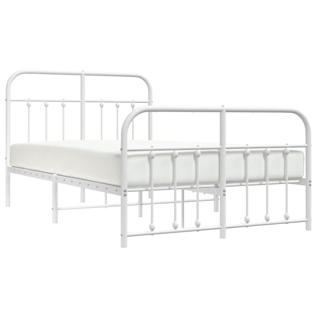 Sengeramme i metall med hode- og fotgavl hvit 120x200 cm