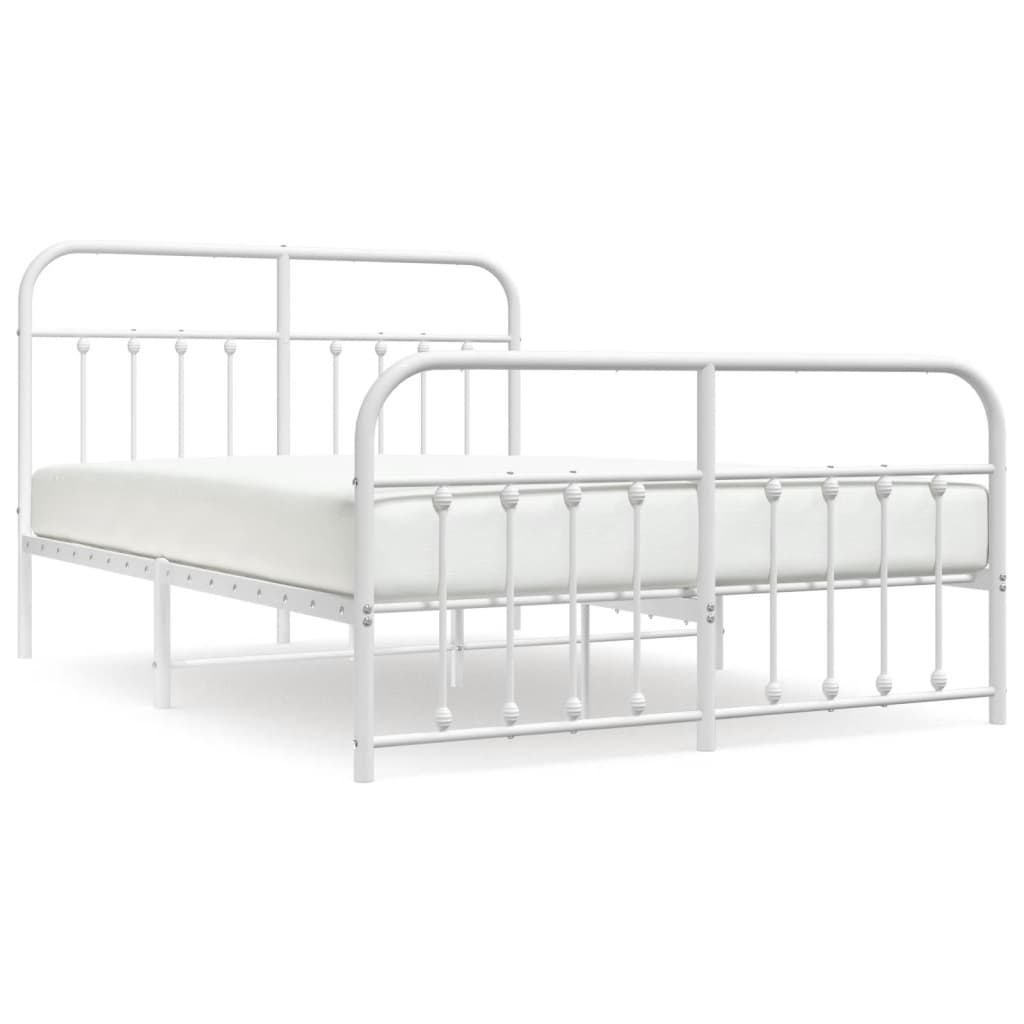 Sengeramme i metall med hode- og fotgavl hvit 135x190 cm