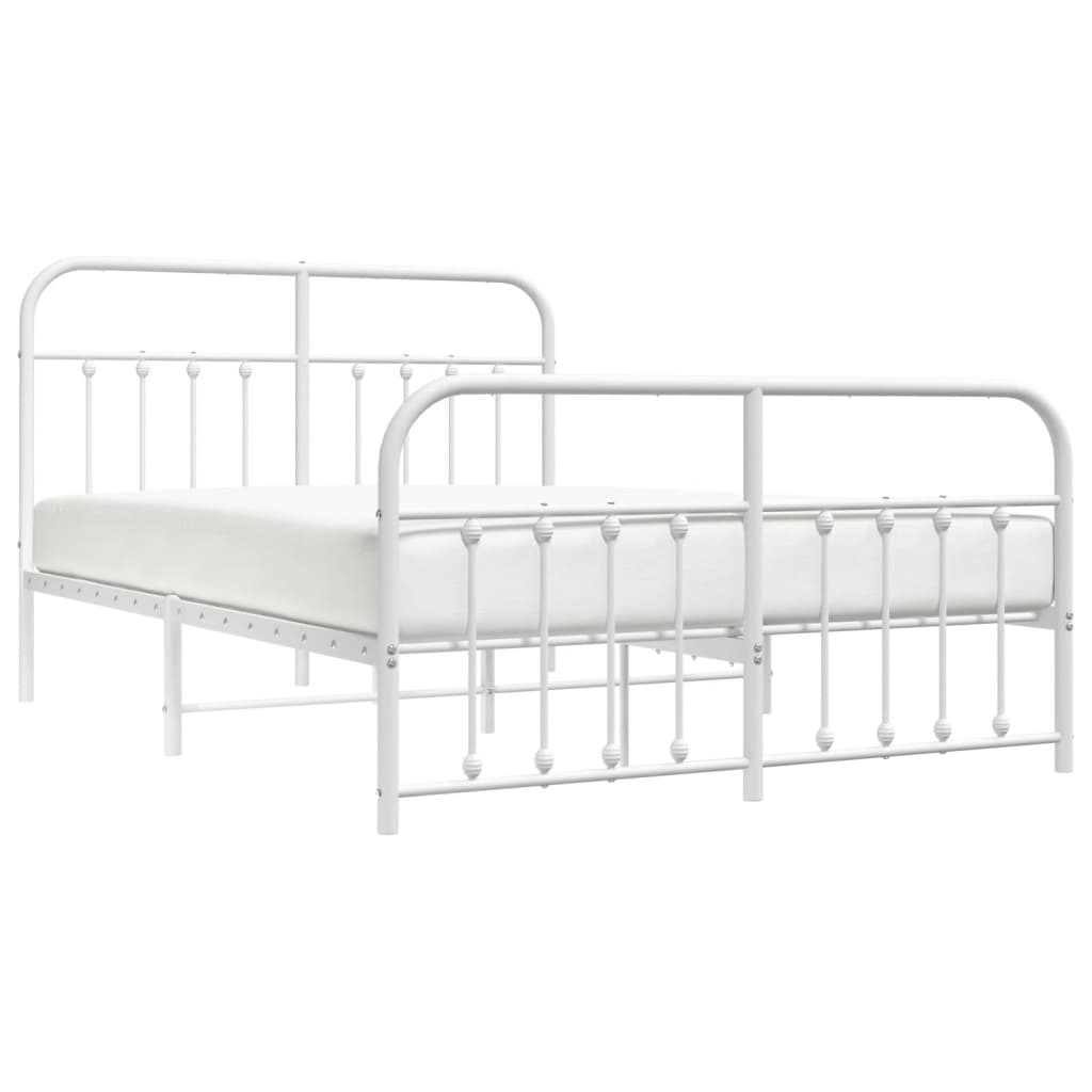 Sengeramme i metall med hode- og fotgavl hvit 135x190 cm