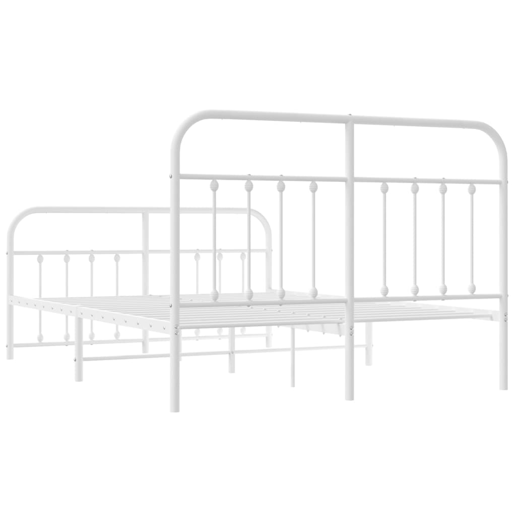Sengeramme i metall med hode- og fotgavl hvit 135x190 cm