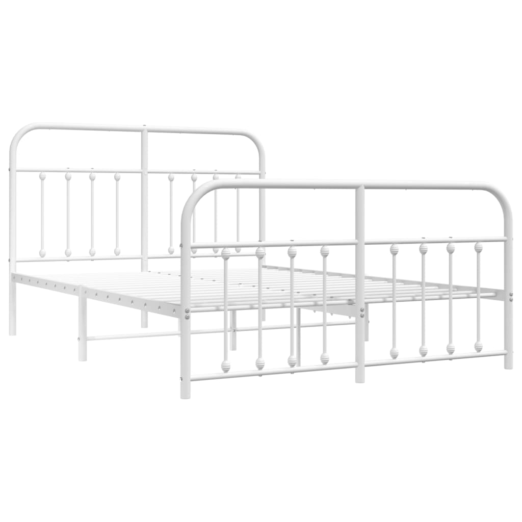 Sengeramme i metall med hode- og fotgavl hvit 140x190 cm