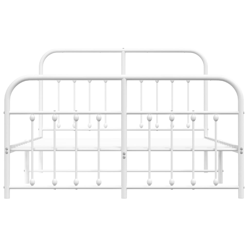 Sengeramme i metall med hode- og fotgavl hvit 140x190 cm