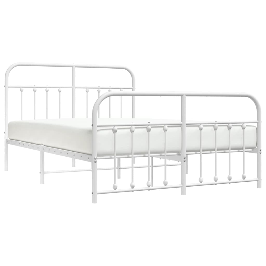 Sengeramme i metall med hode- og fotgavl hvit 140x200 cm