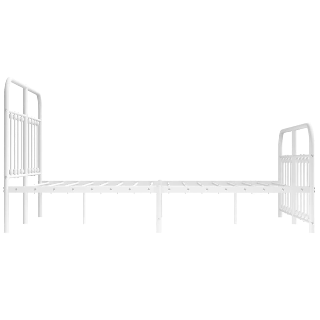 Sengeramme i metall med hode- og fotgavl hvit 140x200 cm