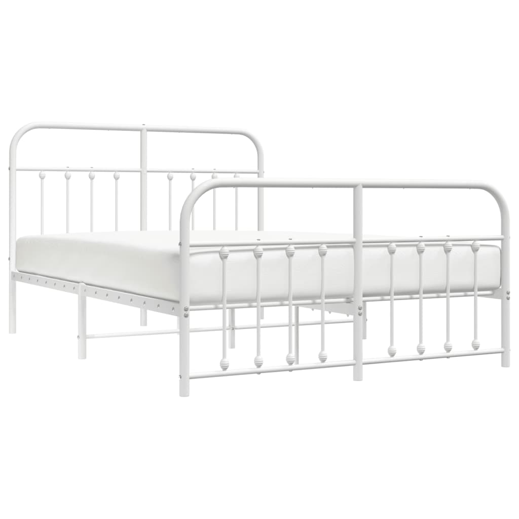 Sengeramme i metall med hode- og fotgavl hvit 150x200 cm