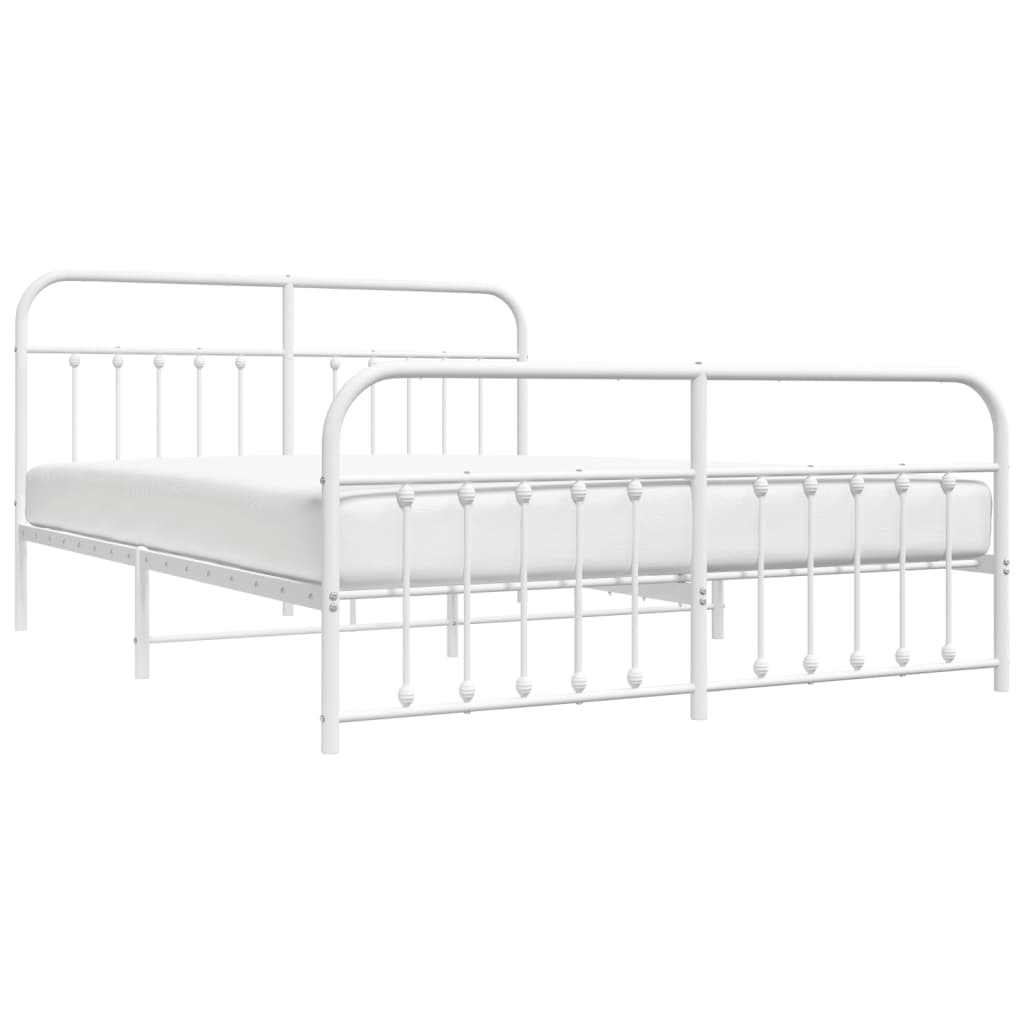 Sengeramme i metall med hode- og fotgavl hvit 160x200 cm