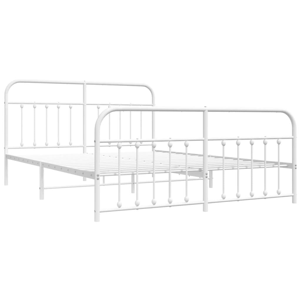 Sengeramme i metall med hode- og fotgavl hvit 180x200 cm