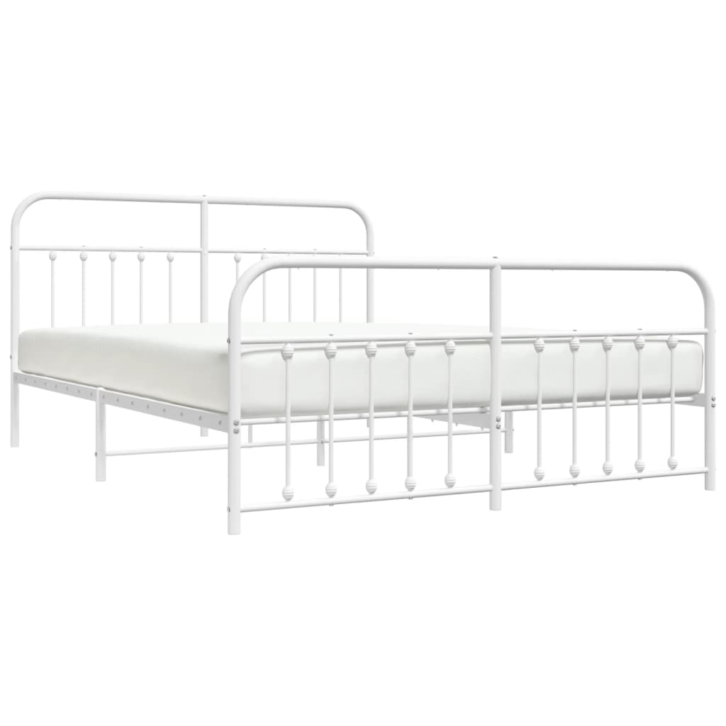 Sengeramme i metall med hode- og fotgavl hvit 180x200 cm