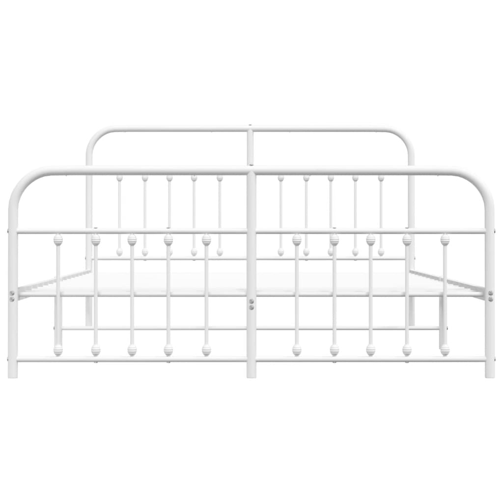 Sengeramme i metall med hode- og fotgavl hvit 180x200 cm