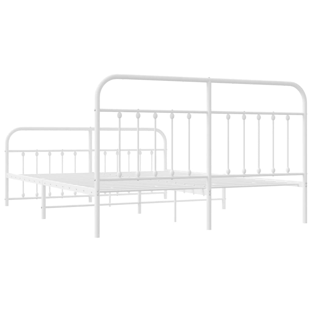 Sengeramme i metall med hode- og fotgavl hvit 180x200 cm