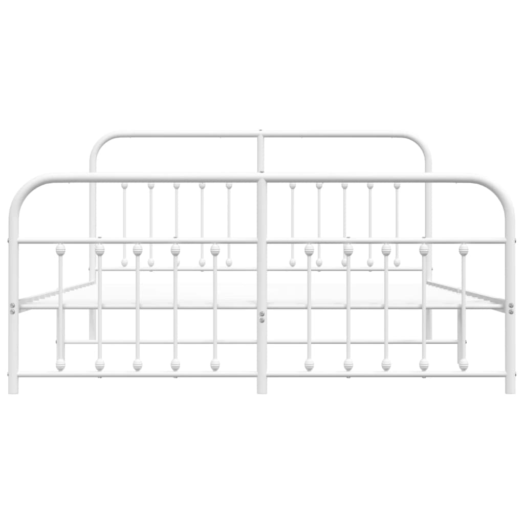Sengeramme i metall med hode- og fotgavl hvit 183x213 cm