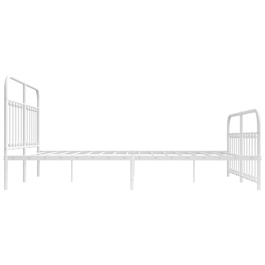 Sengeramme i metall med hode- og fotgavl hvit 183x213 cm