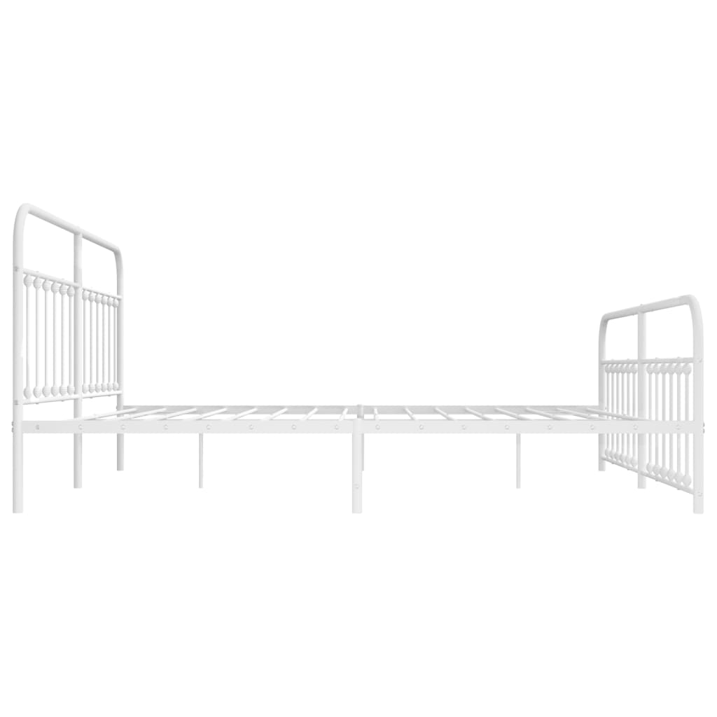 Sengeramme i metall med hode- og fotgavl hvit 200x200 cm