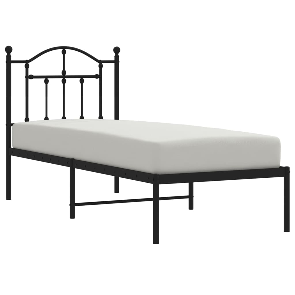 Sengeramme i metall med hodegavl svart 75x190 cm