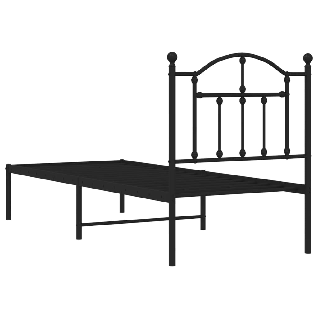 Sengeramme i metall med hodegavl svart 75x190 cm