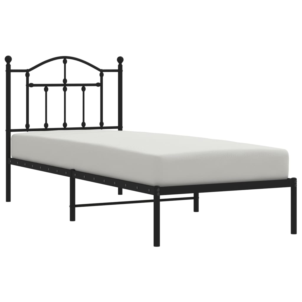 Sengeramme i metall med hodegavl svart 80x200 cm