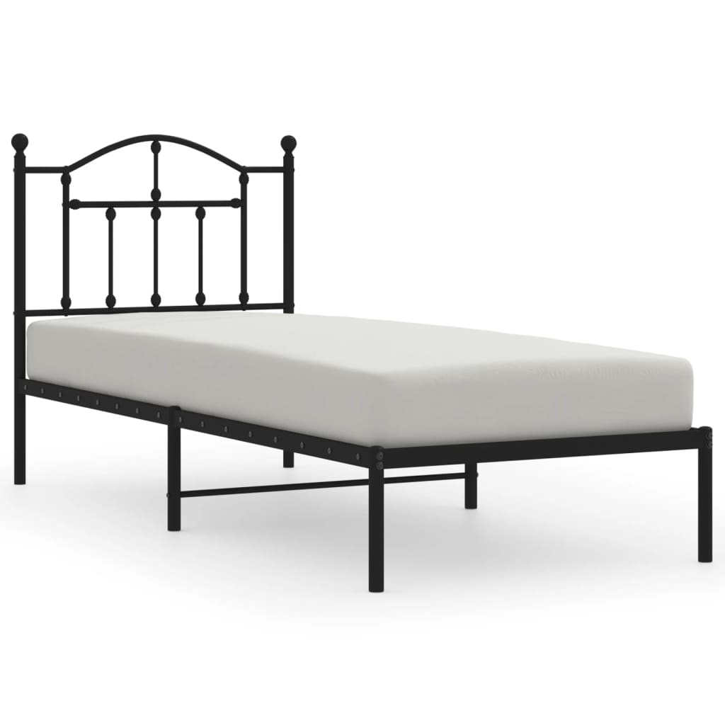 Sengeramme i metall med hodegavl svart 90x190 cm