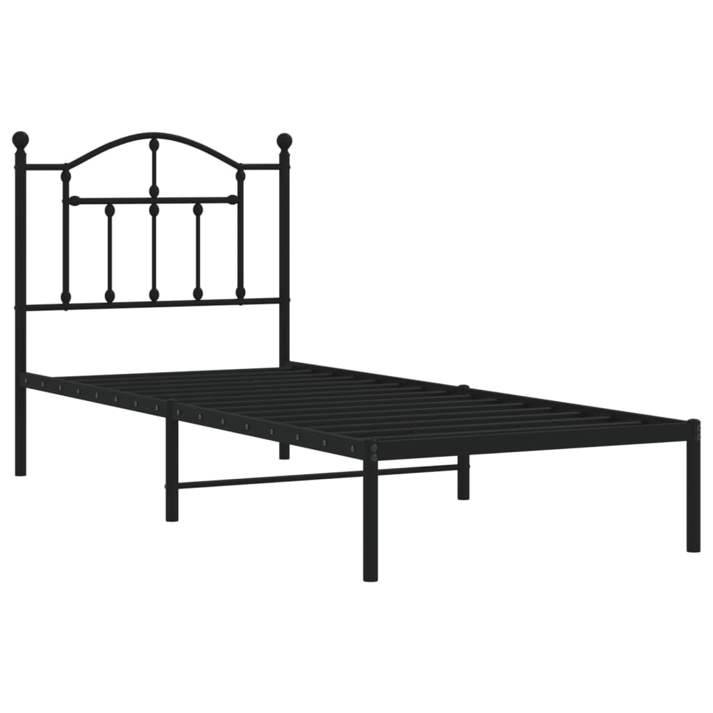 Sengeramme i metall med hodegavl svart 90x190 cm