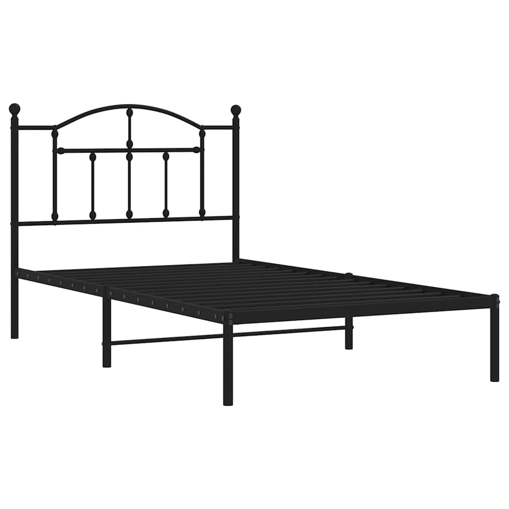 Sengeramme i metall med hodegavl svart 100x190 cm