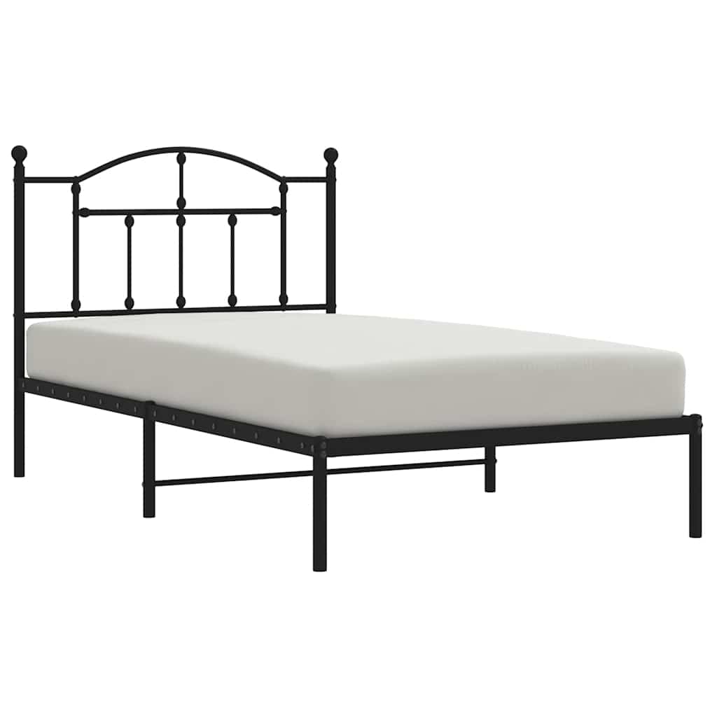 Sengeramme i metall med hodegavl svart 100x190 cm