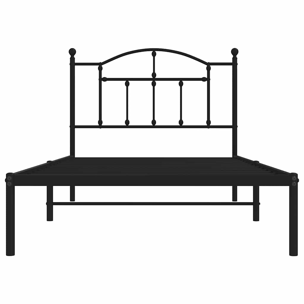 Sengeramme i metall med hodegavl svart 100x190 cm