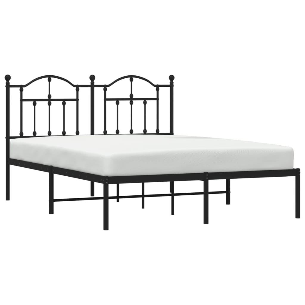 Sengeramme i metall med hodegavl svart 140x190 cm