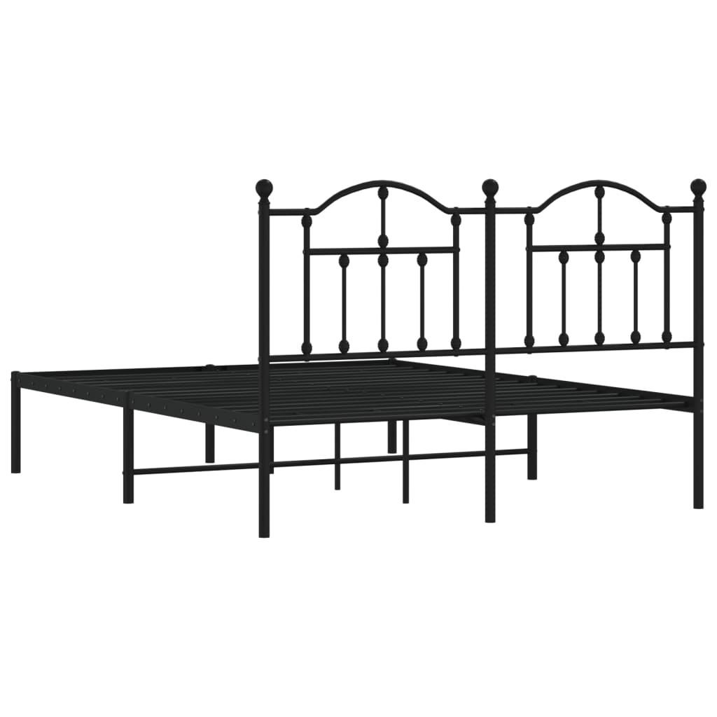 Sengeramme i metall med hodegavl svart 140x190 cm