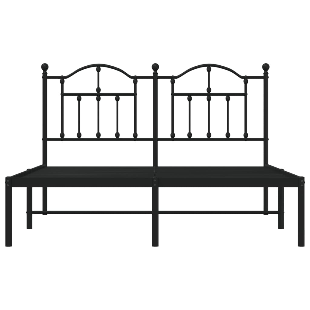Sengeramme i metall med sengegavl svart 140x200 cm