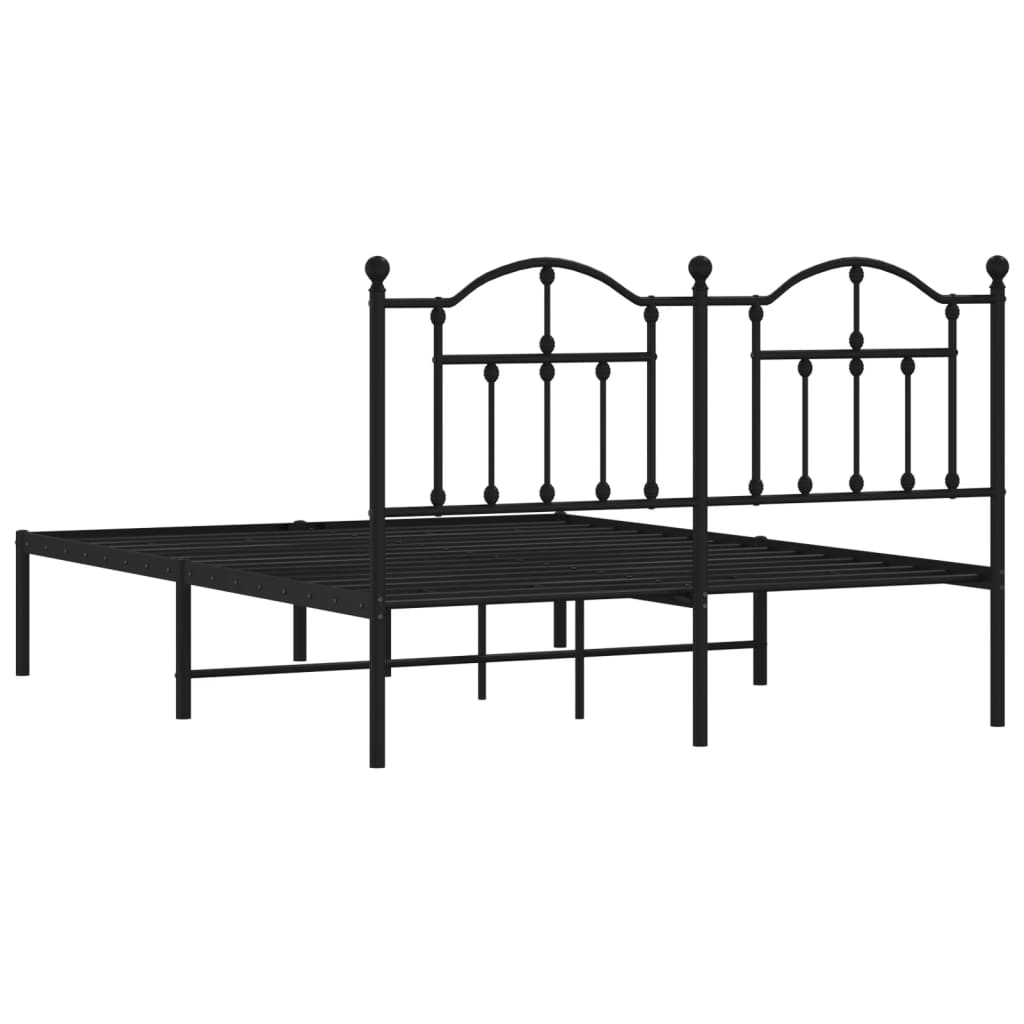 Sengeramme i metall med sengegavl svart 140x200 cm