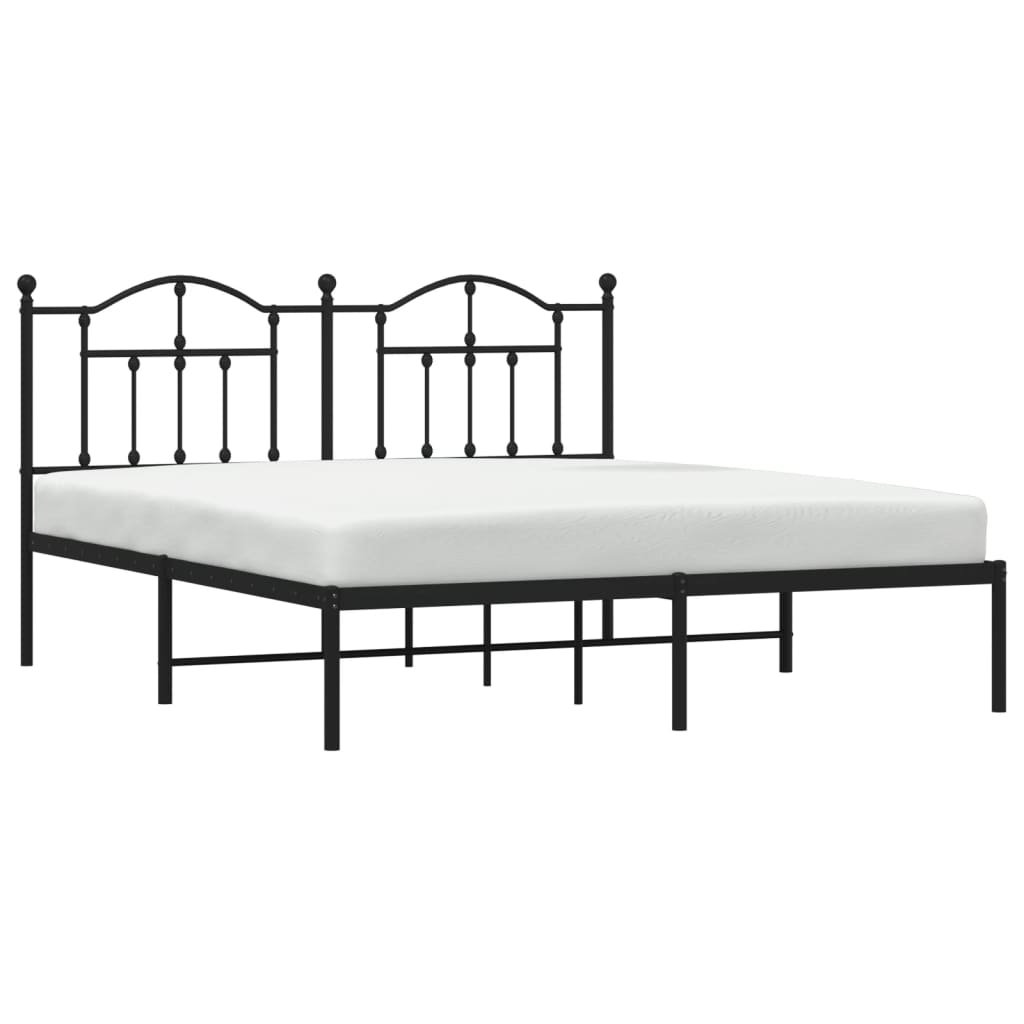 Sengeramme i metall med sengegavl svart 183x213 cm
