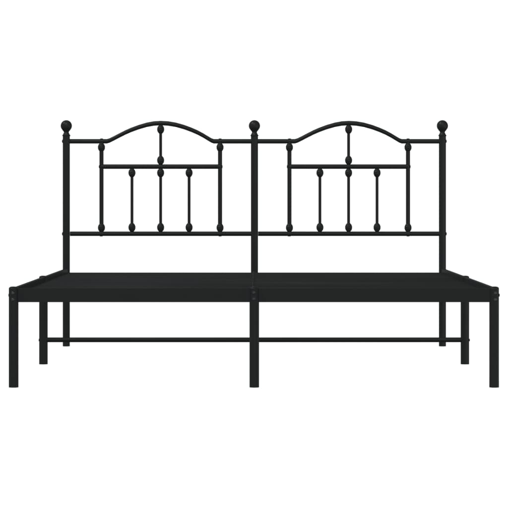 Sengeramme i metall med sengegavl svart 183x213 cm