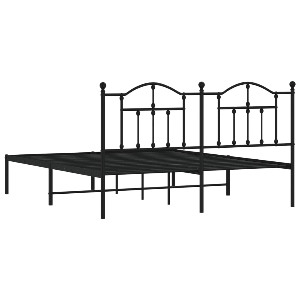 Sengeramme i metall med sengegavl svart 183x213 cm