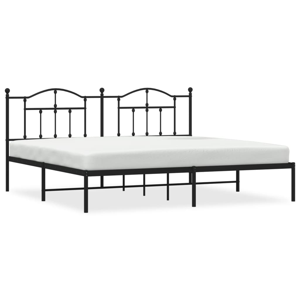 Sengeramme i metall med sengegavl svart 193x203 cm
