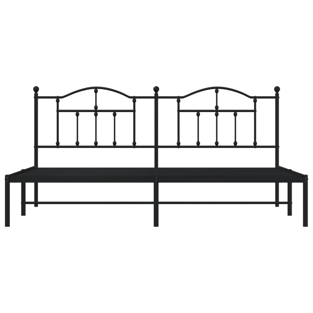 Sengeramme i metall med sengegavl svart 193x203 cm