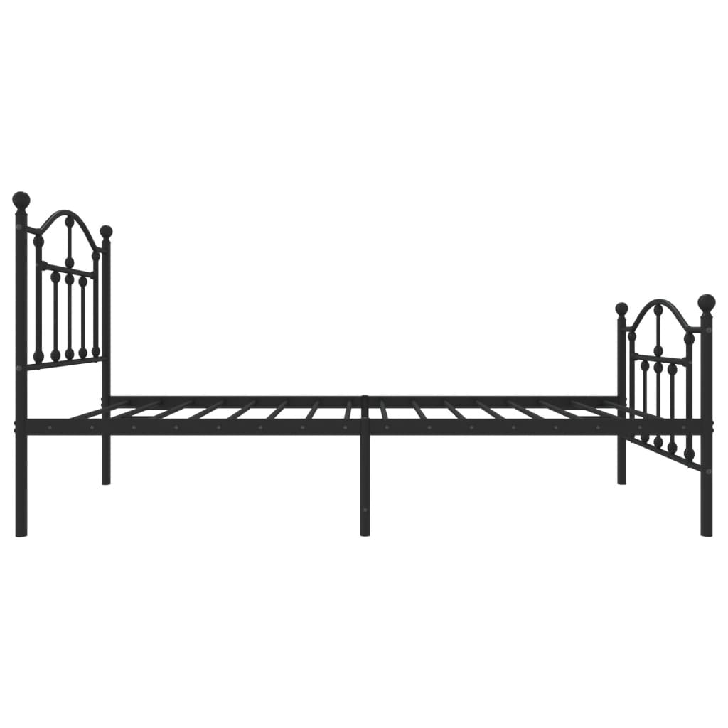 Sengeramme i metall med hode- og fotgavl svart 75x190 cm