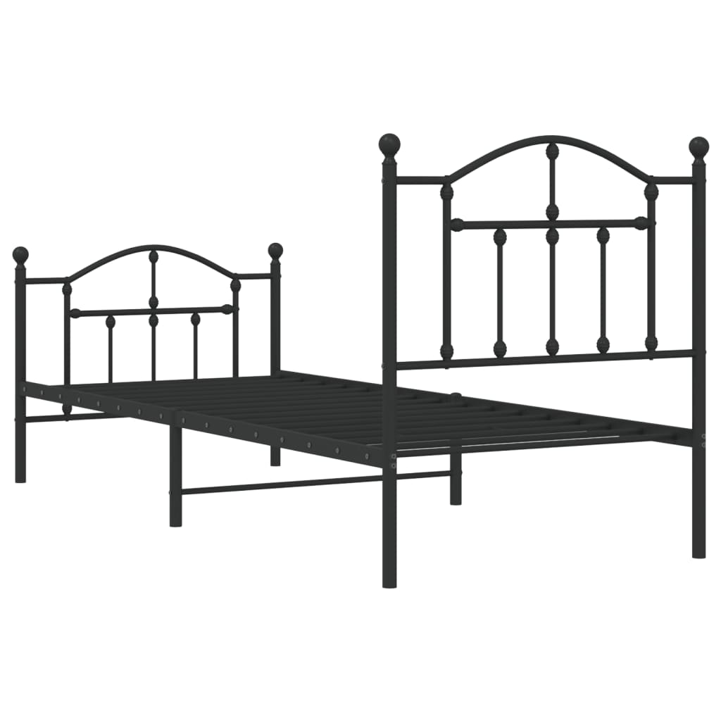 Sengeramme i metall med hode- og fotgavl svart 80x200 cm