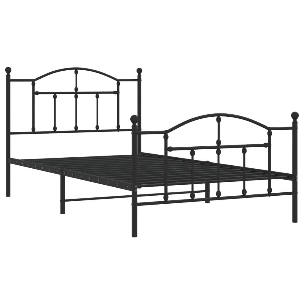 Sengeramme i metall med hode- og fotgavl svart 107x203 cm