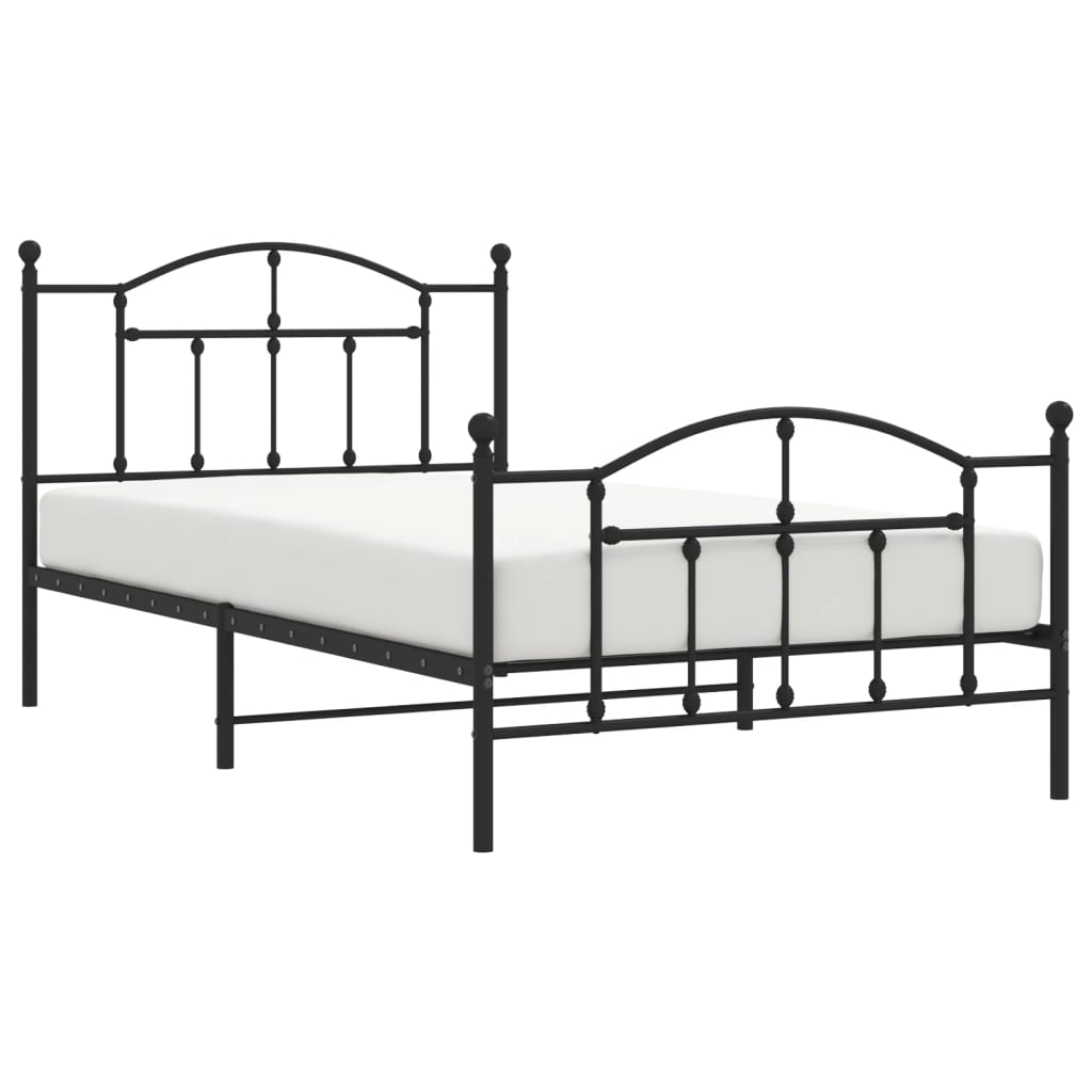 Sengeramme i metall med hode- og fotgavl svart 107x203 cm