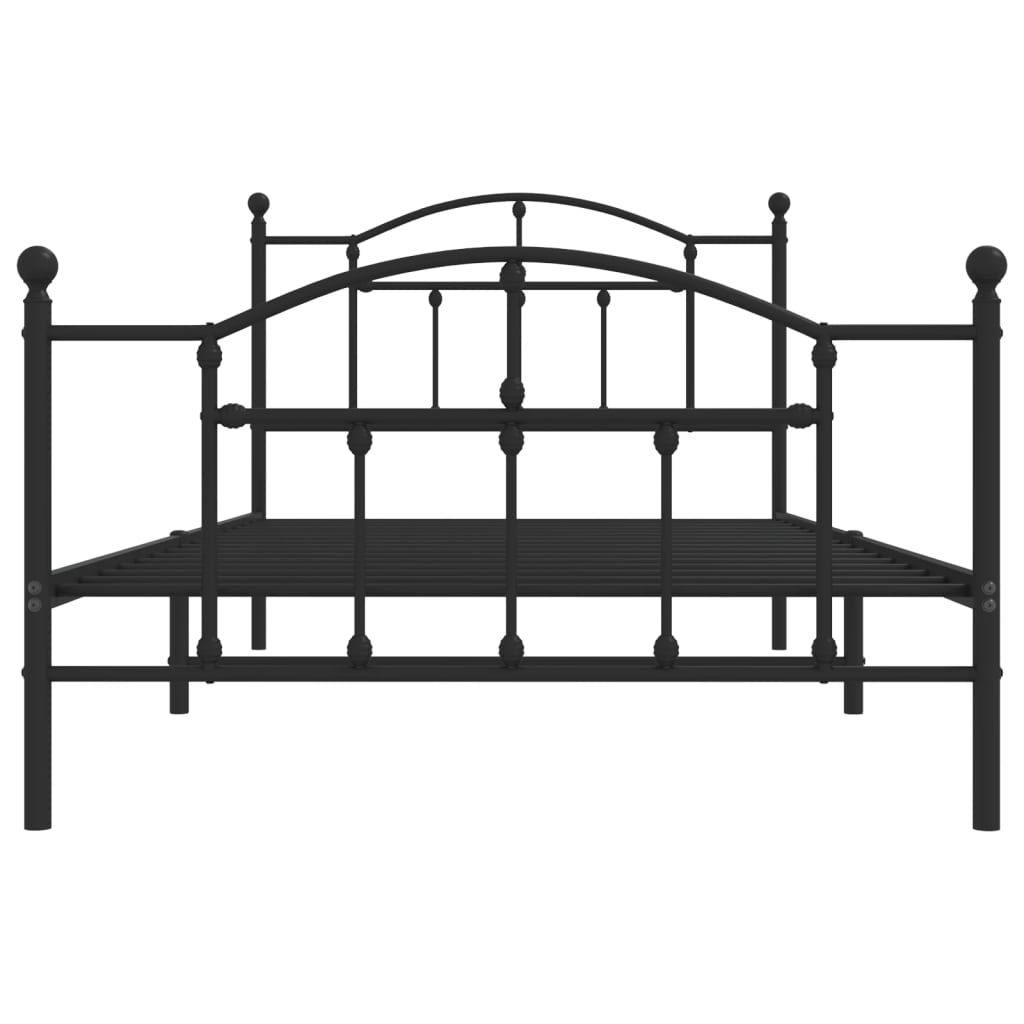 Sengeramme i metall med hode- og fotgavl svart 107x203 cm