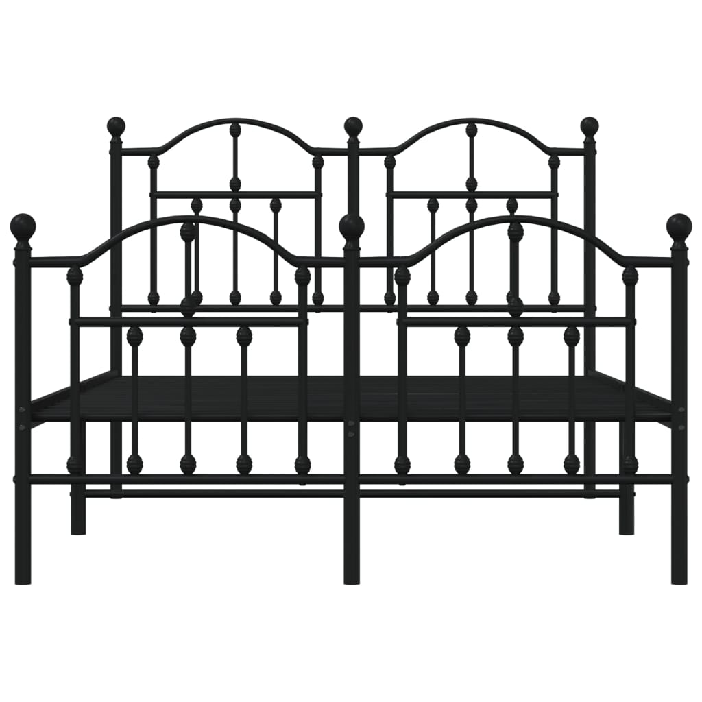Sengeramme i metall med hode- og fotgavl svart 120x190 cm