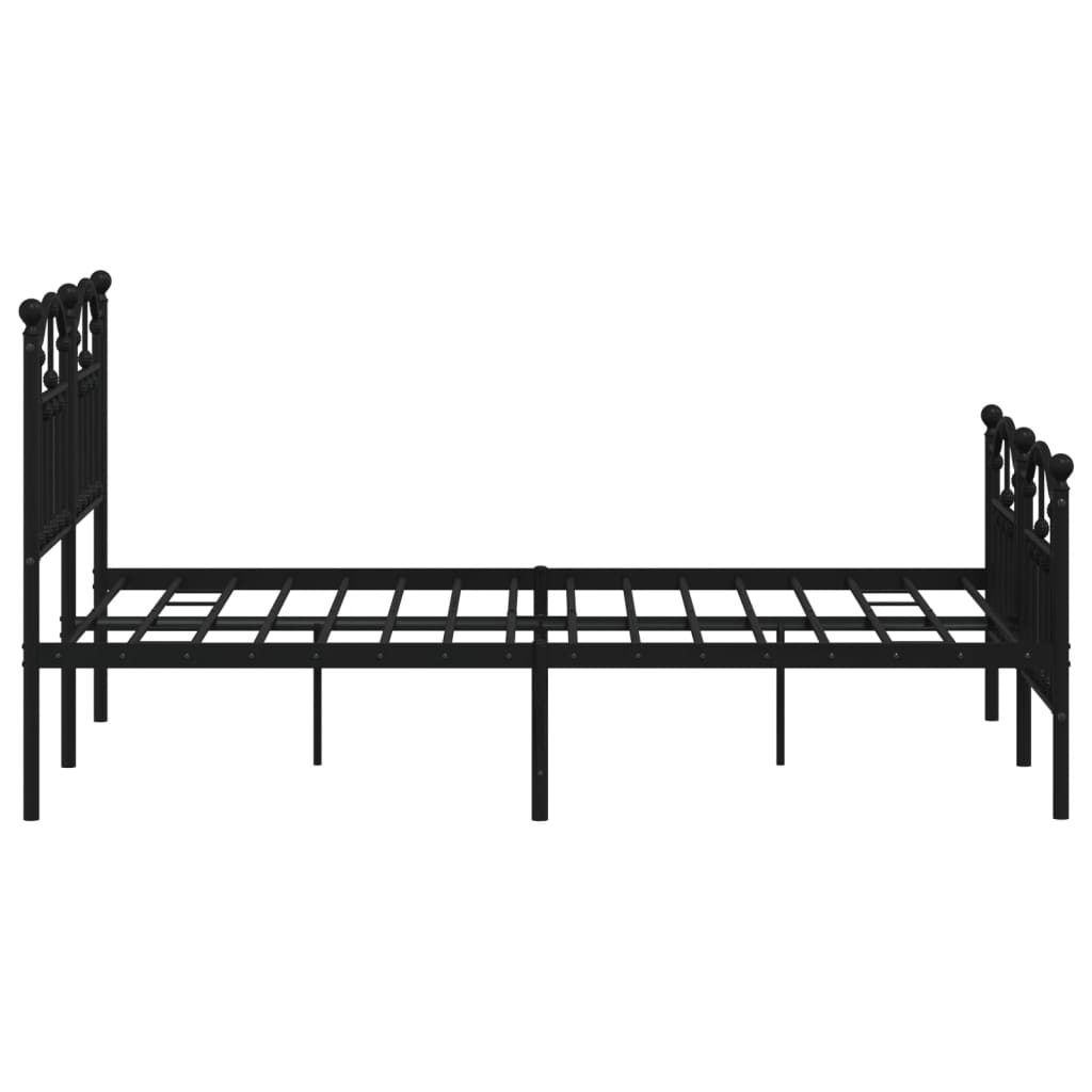 Sengeramme i metall med hode- og fotgavl svart 120x190 cm